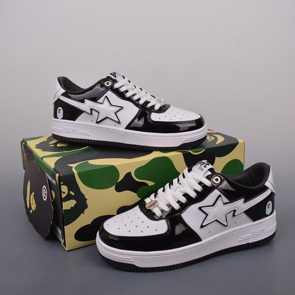 A Bathing Ape Bape Sta Low Color Black White - Picture 1 of 9